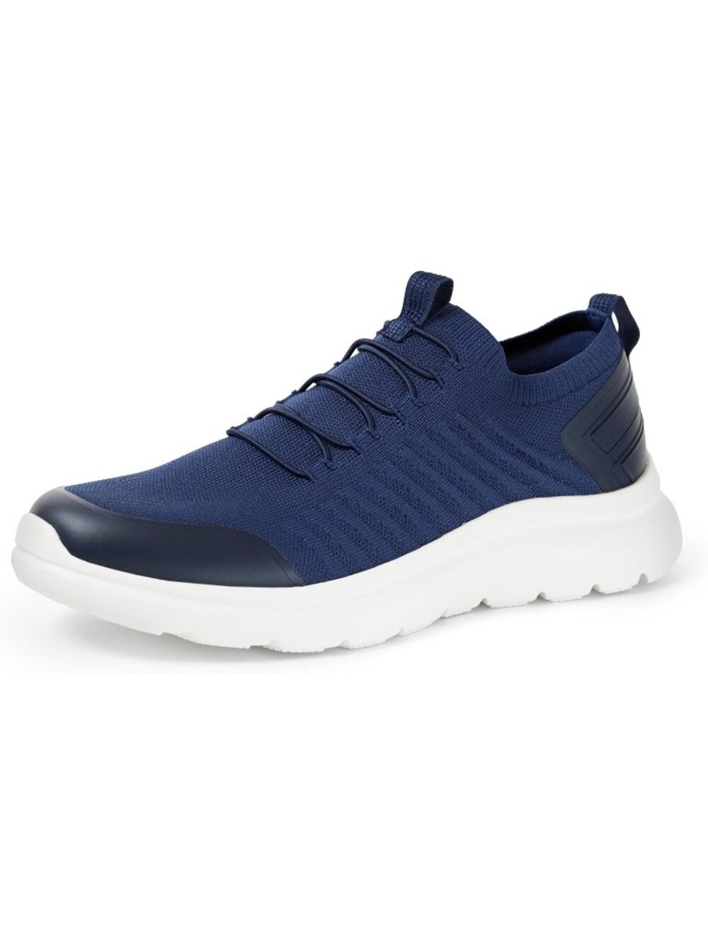 Men's Navy White Lightweight Knit Breathable Casual Daily Walking Sneaker Shoes